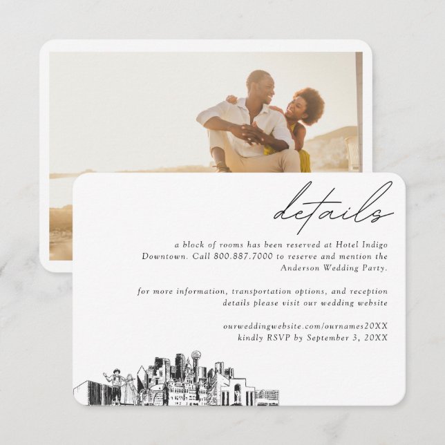 Dallas Wedding Hotel Room Block Details Enclosure Card (Front/Back)