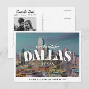 Dallas Wedding Save the Date Retro Skyline Postcard