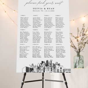 Dallas Wedding Seating Chart 12 Tables 24x36 Foam Board