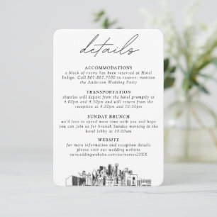 Dallas Wedding Small Vertical Details Enclosure Card