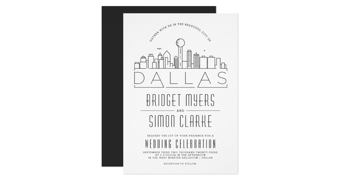 Dallas Wedding Stylized Skyline Invitation