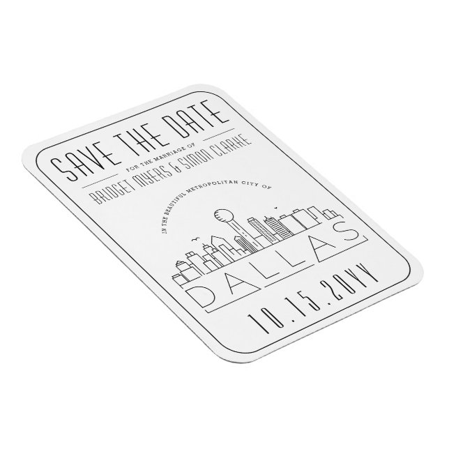 Dallas Wedding Stylized Skyline Save the Date Magnet (Right Side)