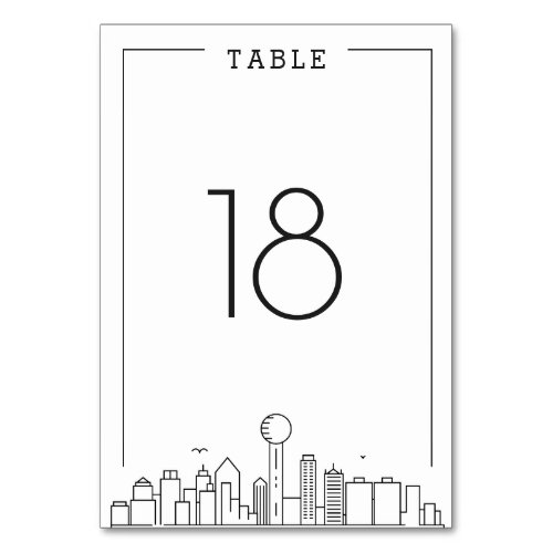 Dallas Wedding  Table Number