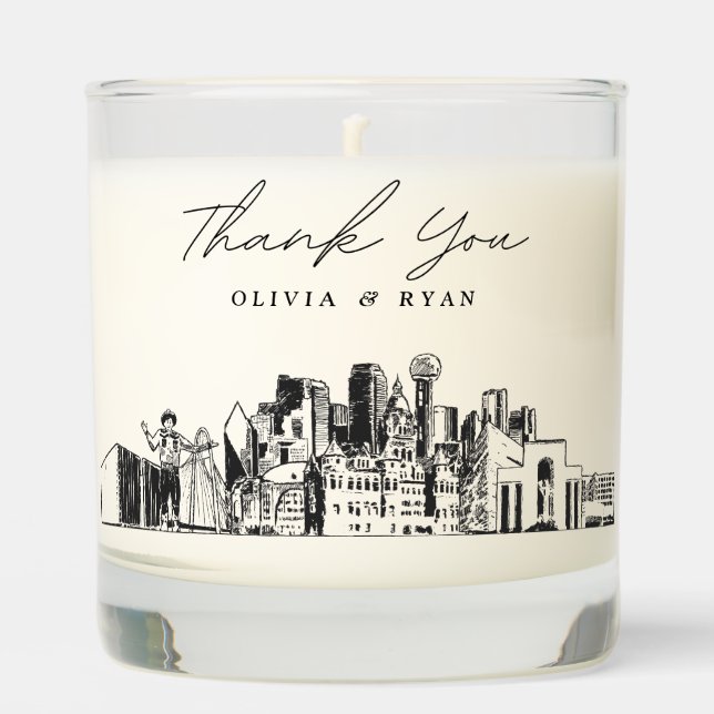 Dallas Wedding Thank You Gift Custom Candle (Front)