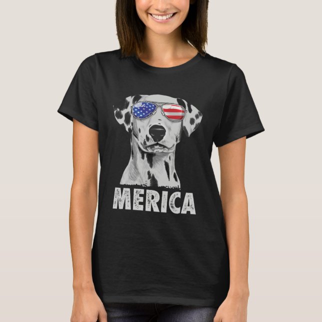 Dalmatian 4th of July Merica Men American Flag Sun T-Shirt (Front)