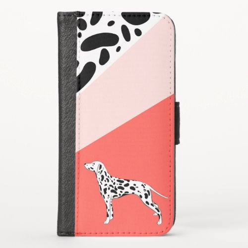 Dalmatian Abstract Block Print _ Coral Pink iPhone X Wallet Case