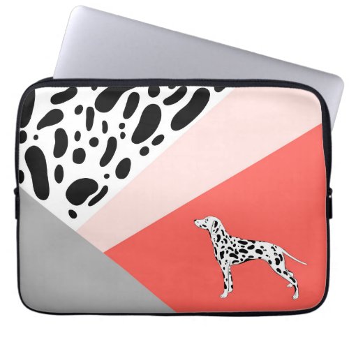 Dalmatian Abstract Block Print _ Coral Pink Laptop Sleeve