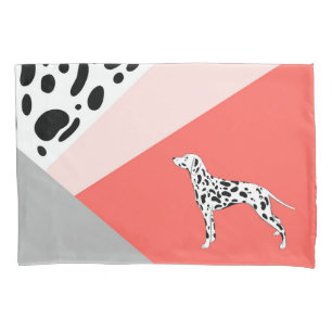 Dalmatian Abstract Block Print - Coral Pink Pillow Case