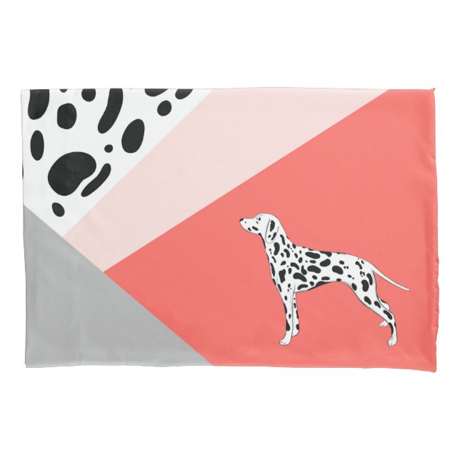 Dalmatian Abstract Block Print - Coral Pink Pillow Case (Front)