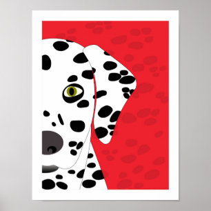 Dalmatian Abstract Dog Art Red, Black & White Poster