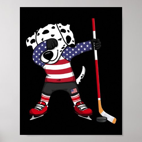 Dalmatian America Ice Hockey Fans Jersey Usa Flag  Poster