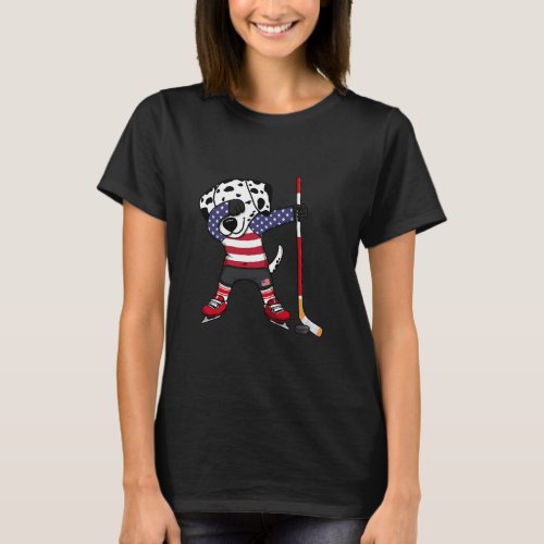 Dalmatian America Ice Hockey Fans Jersey Usa Flag  T_Shirt