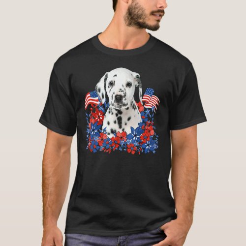 Dalmatian American Flag 4th Of July Patriotic Dog T_Shirt