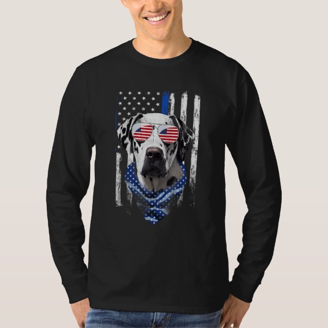 Dalmatian American Flag Patriotic Dalmatian Dog 4t T-Shirt (Front)