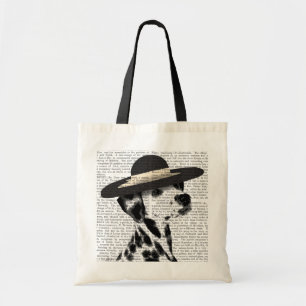 Dalmatian and Brimmed Black Hat Tote Bag