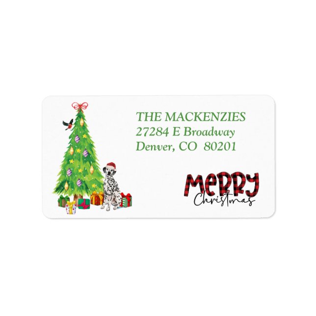 Dalmatian and Christmas Tree Return Address Label (Front)
