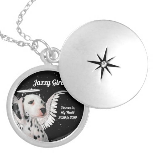 Dalmatian Angel Dog Pet Memorial Locket Necklace