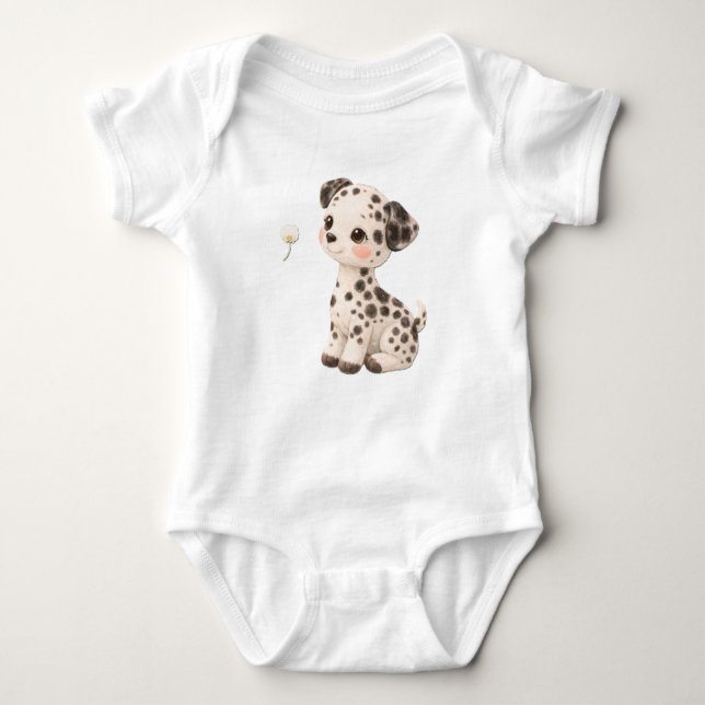 Dalmatian Baby Bodysuit – Cute Spotted Puppy 🐶 (Front)