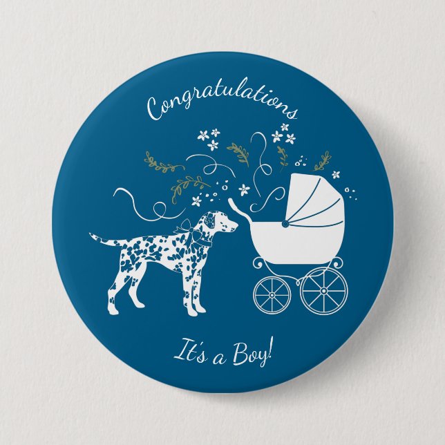 Dalmatian Baby Shower Button (Front)