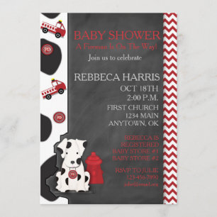 Dalmatian Baby Shower Chevron Chalkboard Invite