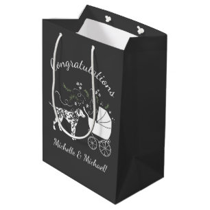 Dalmatian Baby Shower Dog Silhouette Medium Gift Bag