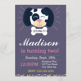 Dalmatian Birthday Invitation (purple)