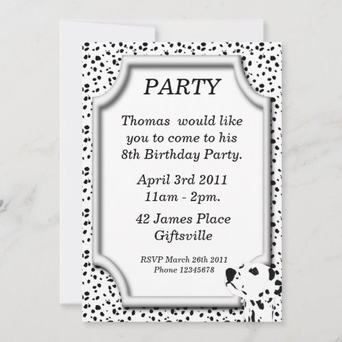 Dalmatian Birthday Party Invitation