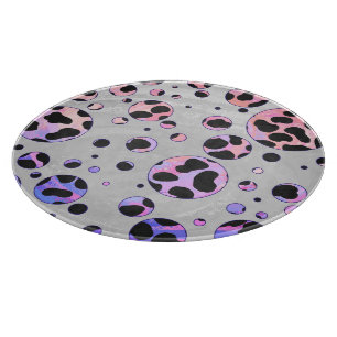 Dalmatian Black and Pink Polka Dot Print Cutting Board