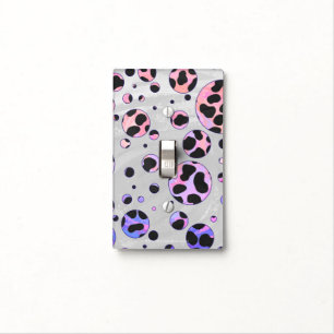 Dalmatian Black and Pink Polka Dot Print Light Switch Cover