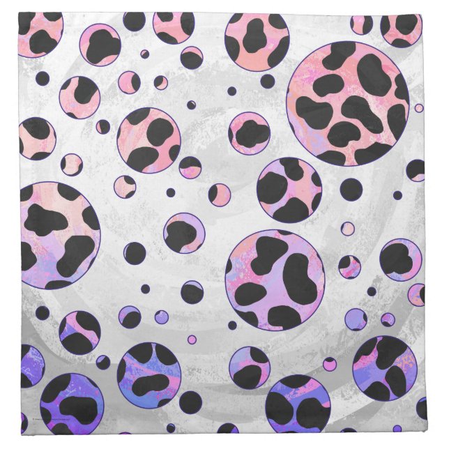 Dalmatian Black and Pink Polka Dot Print Napkin (Front)