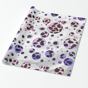 Dalmatian Black and Pink Polka Dot Print Wrapping Paper