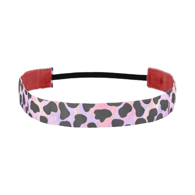 Dalmatian Black and Pink Print Athletic Headband (Front)