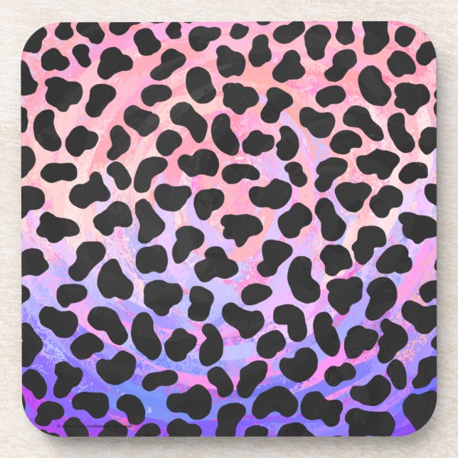 Dalmatian Black and Pink Print Beverage Coaster (Front)