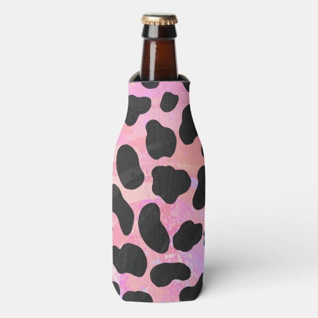 Dalmatian Black and Pink Print Bottle Cooler (Bottle Front)