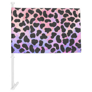 Dalmatian Black and Pink Print Car Flag