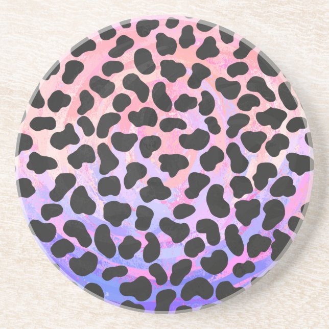 Dalmatian Black and Pink Print Drink Coaster (Front)