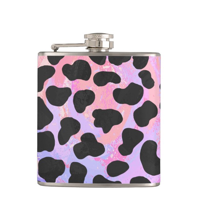 Dalmatian Black and Pink Print Hip Flask (Front)