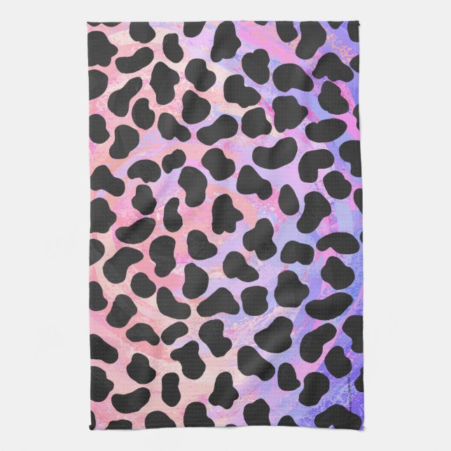 Dalmatian Black and Pink Print Kitchen Towel (Vertical)