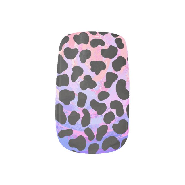 Dalmatian Black and Pink Print Minx Nail Wraps (Left Thumb)