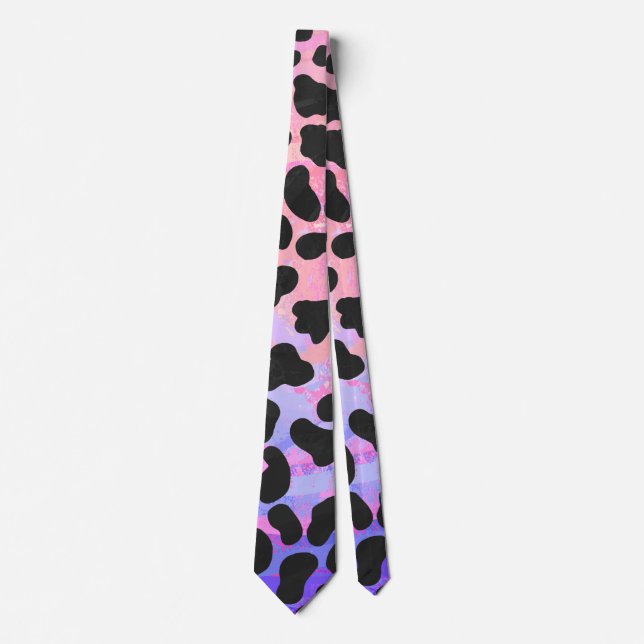 Dalmatian Black and Pink Print Neck Tie (Front)