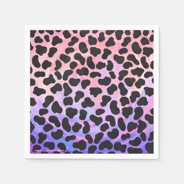 Dalmatian Black and Pink Print Paper Napkins (Front)