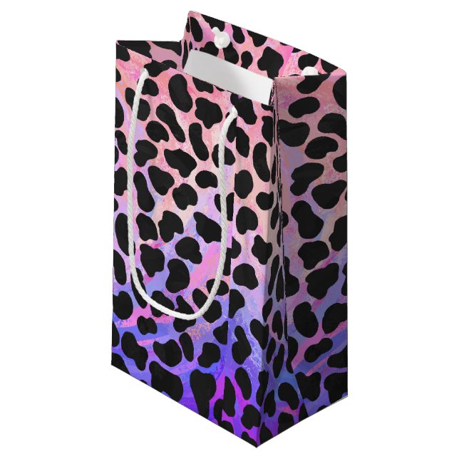 Dalmatian Black and Pink Print Small Gift Bag (Front Angled)