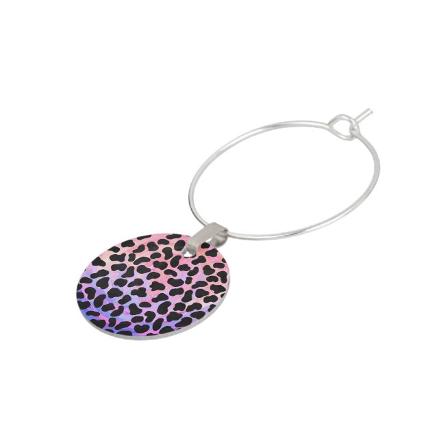 Dalmatian Black and Pink Print Wine Charm (Side)