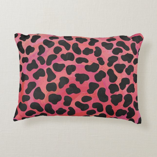 Dalmatian Black and Red Print Accent Pillow (Back)