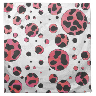 Dalmatian Black and Red with Polka Dots Cloth Napkin