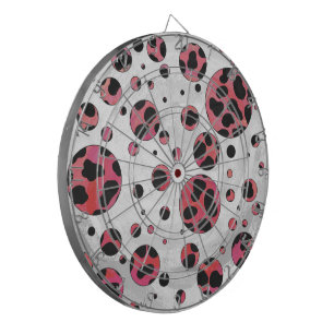 Dalmatian Black and Red with Polka Dots Dartboard With Darts