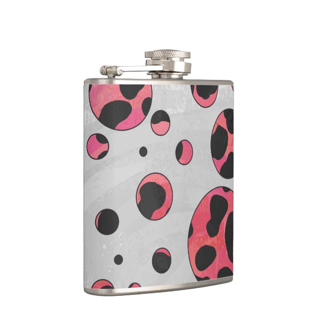 Dalmatian Black and Red with Polka Dots Flask (Right)