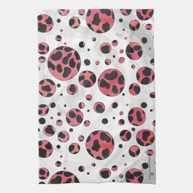 Dalmatian Black and Red with Polka Dots Kitchen Towel (Vertical)