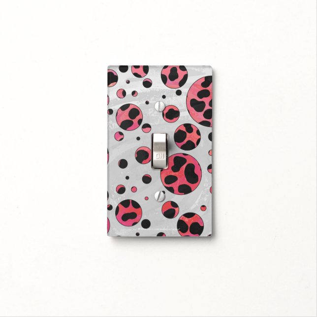 Dalmatian Black and Red with Polka Dots Light Switch Cover (In Situ)