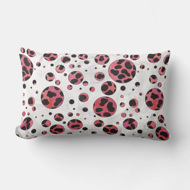 Dalmatian Black and Red with Polka Dots Lumbar Pillow (Front)